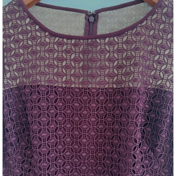Lauren Ralph Lauren Burgundy Sheer Lace Illusion Sheath Dress 10 NWT $170 - Picture 3 of 11